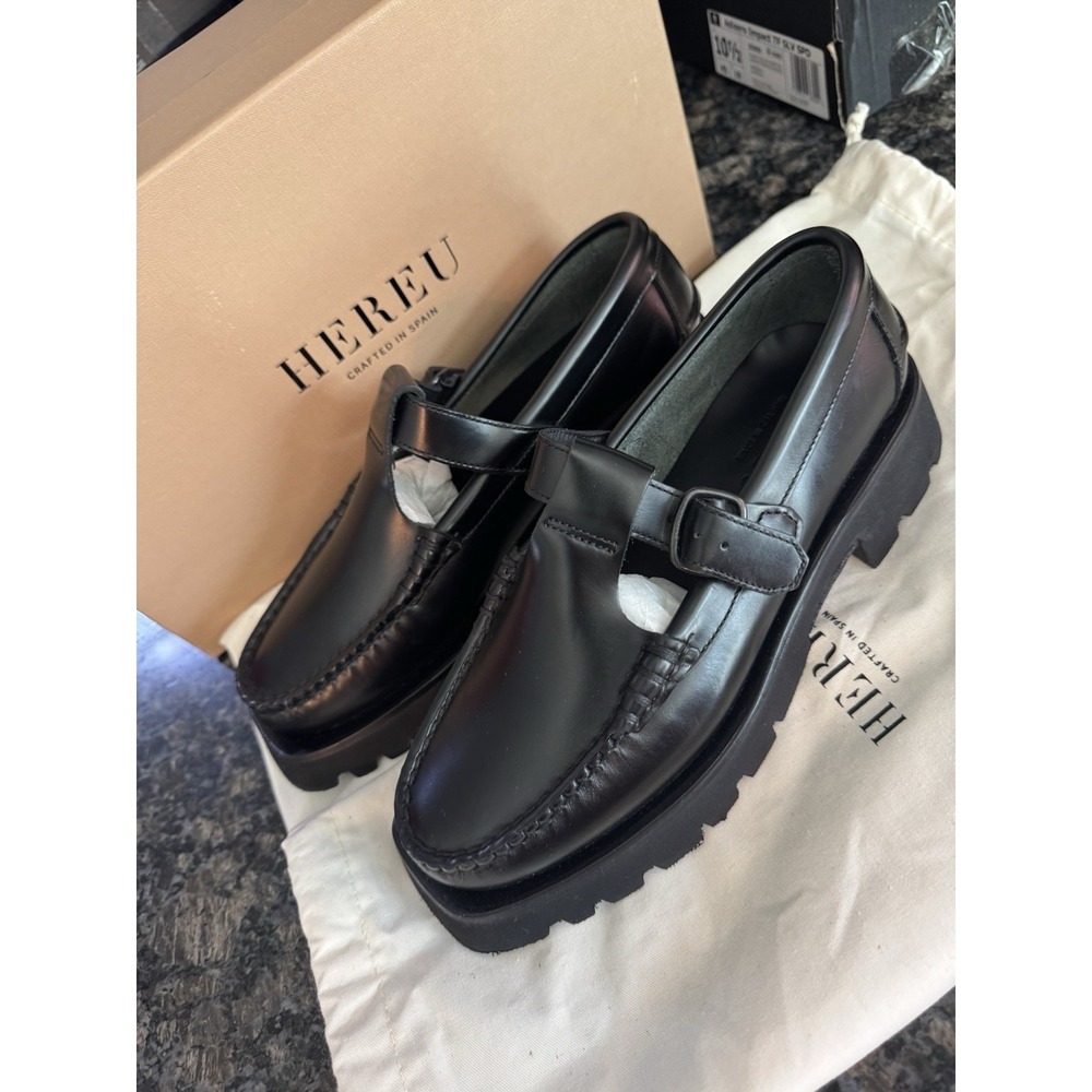 HEREU Herrieu Shoes Black Alber Sport T-Bar Loafers Size 36. US 5.5 NWB - Picture 2 of 11